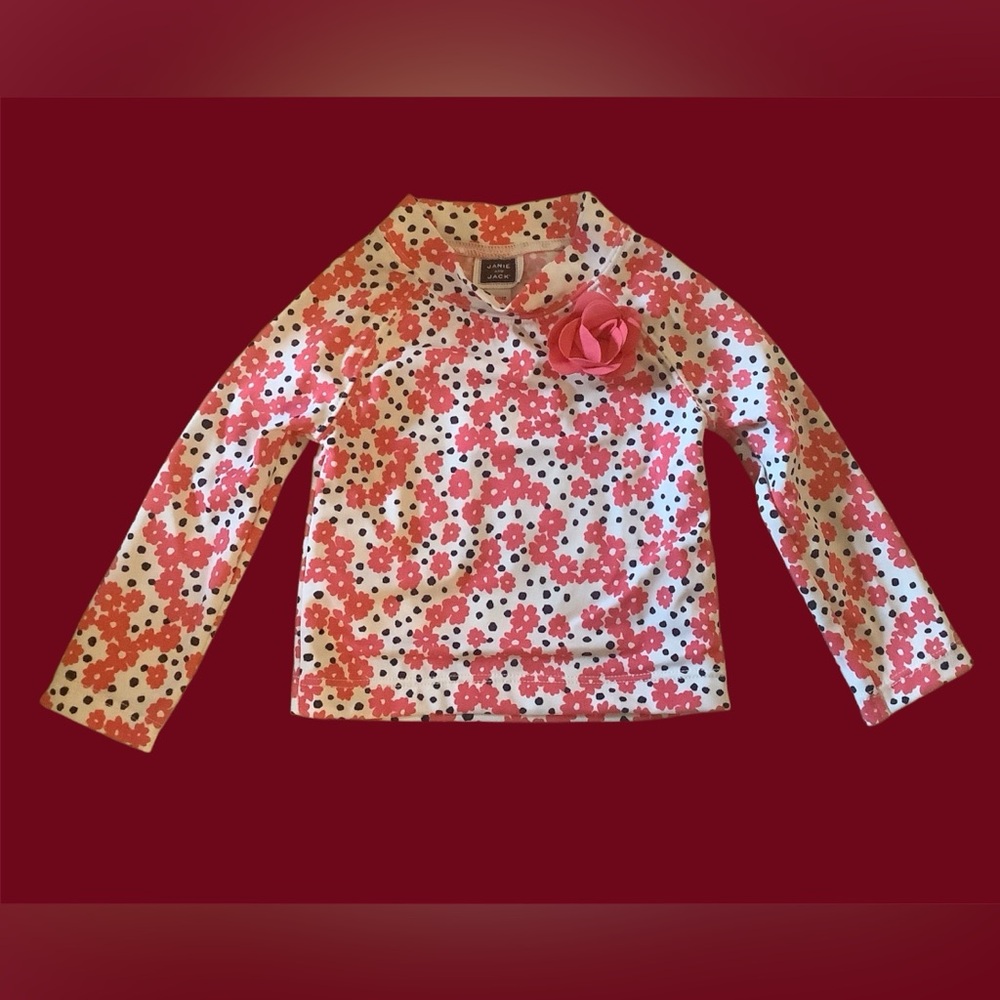 Janie and Jack Pink and White Long Sleeve Swim Top with Floral Print. NEW!